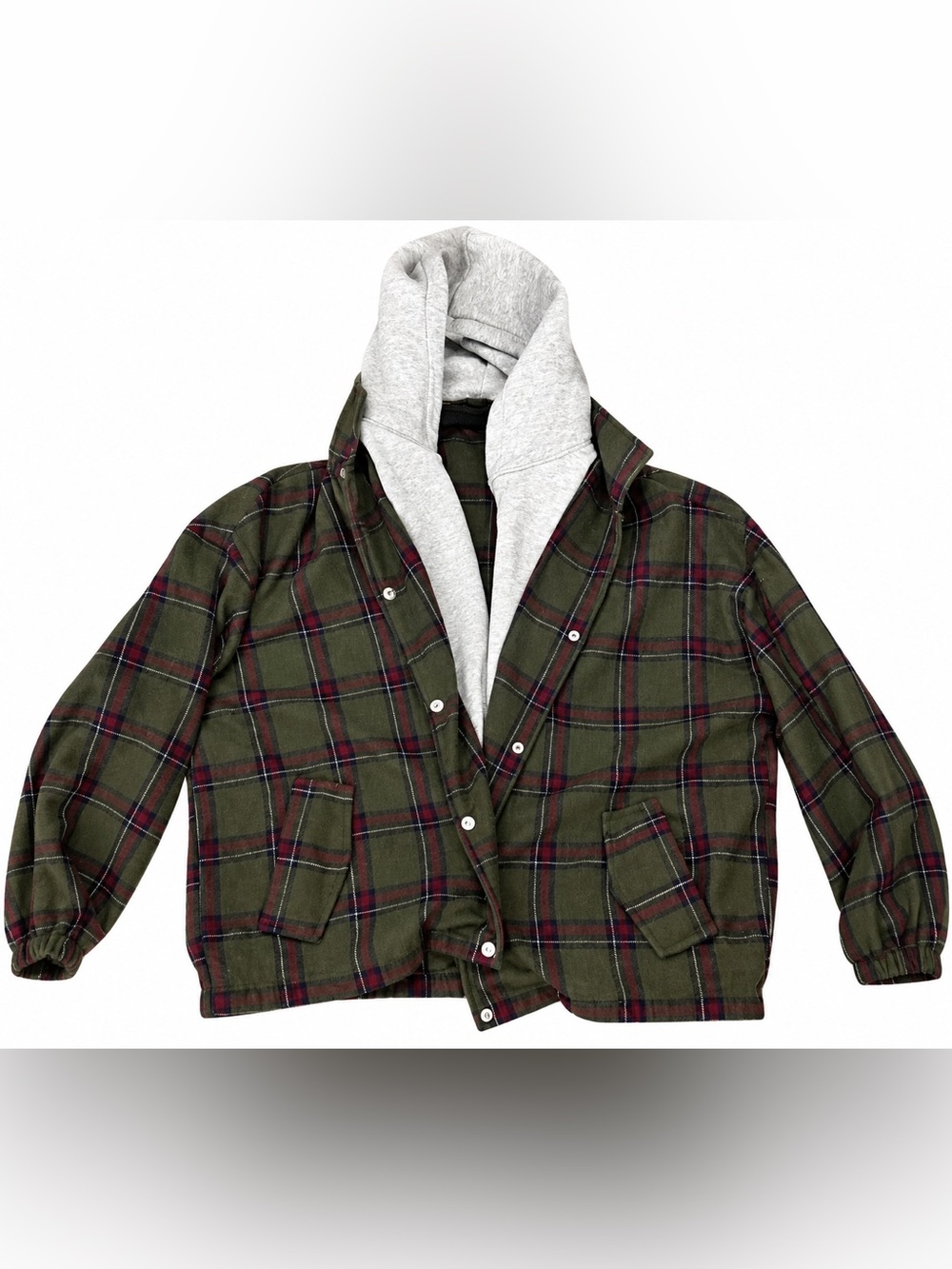 HYFVE Olive Plaid Utility Jacket with Gray Hooded Liner